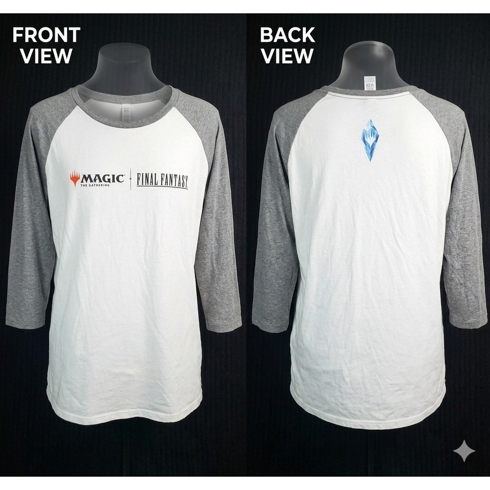 Magic The Gathering Final Fantasy Promo Shirt 4XL Gray White Raglan Baseball Tee